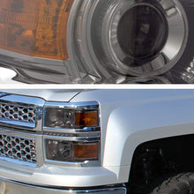 For 14-16 Chevy Silverado 1500 LED Projector Smoke Pair Headlights Headlamps Amber Reflector