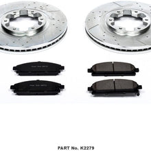Power Stop K2279 Front Brake Kit with Drilled/Slotted Brake Rotors and Z23 Evolution Ceramic Brake Pads,Silver Zinc Plated