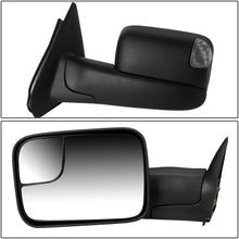 Pair Black Manual Flip Up Folding w/Smoked LED Turn Signal Lights Tow Mirrors Replacement for Dodge Ram Truck 02-09