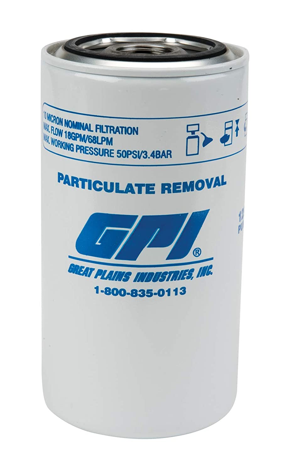 GPI P-18-10-1 Particulate Filter, 18 GPM (67L/min), 10 Micron, 1-12 UNF (GPI Genuine Accessory 129300-01)