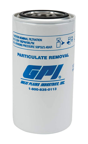 GPI P-18-10-1 Particulate Filter, 18 GPM (67L/min), 10 Micron, 1-12 UNF (GPI Genuine Accessory 129300-01)