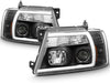 For 2004-2008 Ford F150 Full LED Daytime Running Lamp Bar Projector Headlights Black Housing Clear Lens Full Set