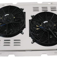CoolingSky 62MM 4 Row Core Aluminum Radiator +2X12" Fan +Shroud&Thermostat Relay Kit for Ford F-150 F-250 F-350 Pickup Truck 1985-97