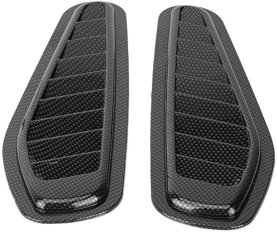 Air Flow Intake Cover, 2pcs Carbon Fiber Style Car Air Flow Intake Decorative Scoop Bonnet Vent Hood Cover Universal Air Flow Vent Protection Cover