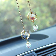 Lucky Cat Car Charm pendant Rear View Mirror Pendant Porcelain Figurine Hanging Pendant Car Accassories (Blue & Pink)