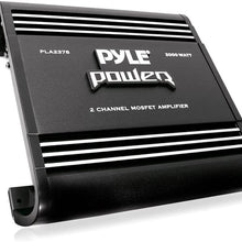 2 Channel Car Stereo Amplifier - 2000W Dual Channel Bridgeable High Power MOSFET Audio Sound Auto Small Speaker Amp Box w/ Crossover, Bass Boost Control, Silver Plated RCA Input Output - Pyle PLA2378, Black