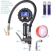 Digital Tire Pressure Gauge MICTUNING Heavy Duty 200 PSI Tire Inflator Air Pressure Gauge with Air Chuck, Valve Extender and Compressor Accessories Black Fits Car Truck Bike Motorcycle