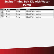 Gates Timing Belt Water Pump Kit for 1987-2001 Toyota Camry 2.0L 2.2L L4 - Engine TCKWP OE Upgrade Tensioner Idler Pulley