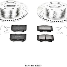 Power Stop K2323 Front Brake Kit with Drilled/Slotted Brake Rotors and Z23 Evolution Ceramic Brake Pads,Silver Zinc Plated