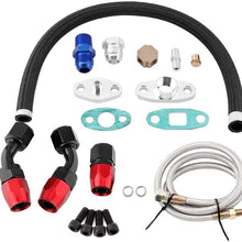 Qii lu Turbo Oil Feed Return Line Kit, AN10 Fitting Adapter Flange for T3 T4 GT35 T70 T66