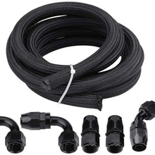 Fuel Transfer Hose, 12FT/360cm AN10 Fitting Stainless Steel Nylon Oil Fuel Hose Line with End