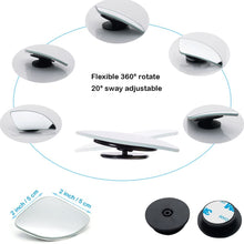 Blind Spot Mirror for Car Truck, Fan Shape Frameless 2'' Small Blindspot Mirror Convex Mirrors,1 Pair (Right & Left, Big Rear Mirrors are Not Included)