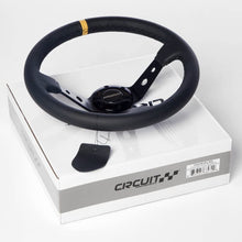 Circuit Performance CP330 Steering Wheel Black Center Black Leather and Yellow Stripe 350mm Deep Dish
