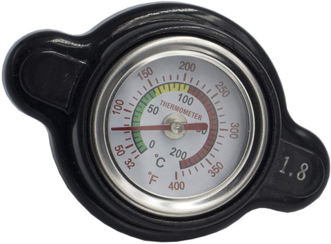 High Pressure 1.8 Radiator Cap Temperature Gauge Fit for Honda Kawasaki Suzuki Yamaha Select Motorcycle ATV Models-1.8 Bar, 25.6psi