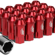 J2 Engineering 7075 Replacement forged Aluminum M12X1.5 20Pcs 50mm Long Open End Lug Nut Set w/Turner (Red)