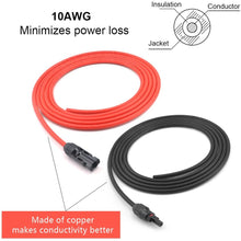 BougeRV 10 Feet 10AWG Solar Extension Cable with Female and Male Connector Solar Panel Adaptor Kit Tool (10FT Red + 10FT Black)