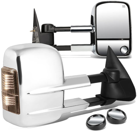 DNA Motoring TWM-021-T999-CH-SM+DM-SY-022 Pair of Towing Side Mirrors + Blind Spot Mirrors