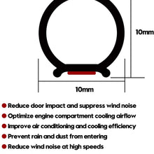 Universal Rubber Car Auto Door Seal Weather Stripping, Self-adhesive Hollow Sealing Strip for Noise Insulation 2/5 Inch Wide X 2/5" Inch Thick,Total 33 Feet Long(2 Rolls of 16.5 Ft Long Each)