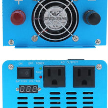 IpowerBingo Pure Sine Wave Power Inverter 1200W/2400W(Peak) 12V DC to 110 V AC with 2 AC Outlets 2 Battery Cables with LCD Display Car Boat Inverter