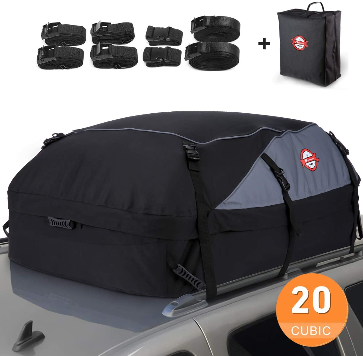 Housewives 20 Cubic ft Car Roof Bag Top Carrier Cargo Storage Rooftop Luggage Waterproof Soft Box Luggage Outdoor Water Resistant for Car with Racks,Travel Touring,Cars,Vans, Suvs