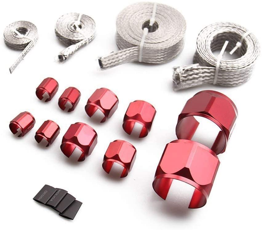 Bang4buck 4 Pieces Fuel Hose Sleeve Clamp Stainless Steel Braid Hose Engine Vacuum Fuel Heater Sleeving Kit- HSK1000-8090