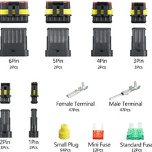 jabtraxx 240Pcs Car Wire Connector Plug Kit Waterproof Motorcycle Auto Electrical Wire Connector Terminal Plug 1 2 3 4 5 6 Pin with 5-30 Fuses Assortment Kit for Car, Motorcycle, Truck, Boat