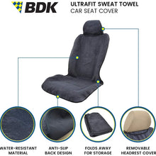 BDK UltraFit Car Seat Towel Cover, Rear Bench with Black Trim – Waterproof Machine-Washable Sweat Protector, Ideal for Gym Swimming Surfing Running Crossfit, Universal Fit for Auto Truck Van and SUV