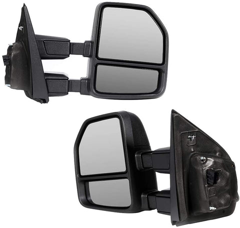 ROADFAR Towing Mirrors Compatible with 2017-2019 For Ford F250 F350 F450 Super Duty Tow Mirrors Power Heated Turn Signal Clearance Auxiliary Parallel Auxiliary Light Temperature Sensor Black Housing