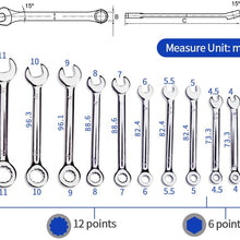 SPEEDWOX Mini Wrench Set Metric SAE Ignition Wrench Set Open End and Box End Standard Combination Wrench Spanner for Assembling Furniture Small Equipment Auto
