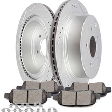 BRAKEUS Brake Rotors Ceramic Pads Fit for Infiniti FX35 FX37 FX45 JX35 M35h M37 M56 Q50 Q60 Q70 Q70L QX60 QX70, for Nissan Murano Pathfinder Quest,Clip Hardware