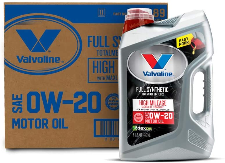 Valvoline 882889 Full Synthetic High Mileage 0W-20 Motor Oil 5QT, 3 Pack