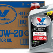 Valvoline 882889 Full Synthetic High Mileage 0W-20 Motor Oil 5QT, 3 Pack