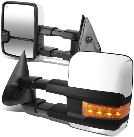 DNA Motoring TWM-030-T999-CH-SM-R Chrome Powered Tow Mirror+Heat+LED Smoked (Right/Passenger)