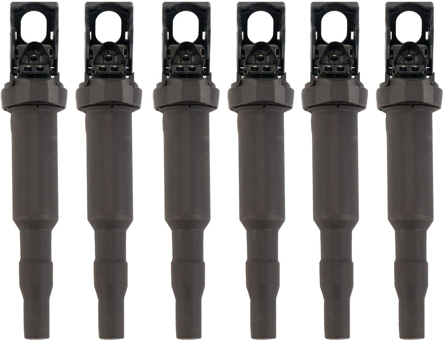 Ignition Coil Pack Set of 6 - Replacement for Bosch 0221504470, 12138616153, 12138657273, 12137594937, 12137562744 - Fits BMW 325i, 335i, 328i, 525i, 530i, 330i, 650i, X3, X5, M3 and more