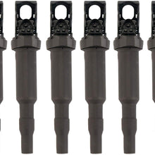 Ignition Coil Pack Set of 6 - Replacement for Bosch 0221504470, 12138616153, 12138657273, 12137594937, 12137562744 - Fits BMW 325i, 335i, 328i, 525i, 530i, 330i, 650i, X3, X5, M3 and more
