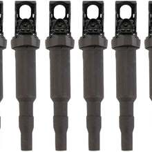 Ignition Coil Pack Set of 6 - Replacement for Bosch 0221504470, 12138616153, 12138657273, 12137594937, 12137562744 - Compatible with BMW 325i, 335i, 328i, 525i, 530i, 330i, 650i, X3, X5, M3 and more