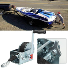 2500LBS Hand Crank Winch Hand Winch with 7M Polyester Strap Heavy-Duty Universal for Boat Trailer Trucks Pull Lift Tool