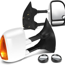 Replacement for Super Duty Black Manual Telescoping Extendable Amber Signal Towing Side+Circle Blind Spot Mirror