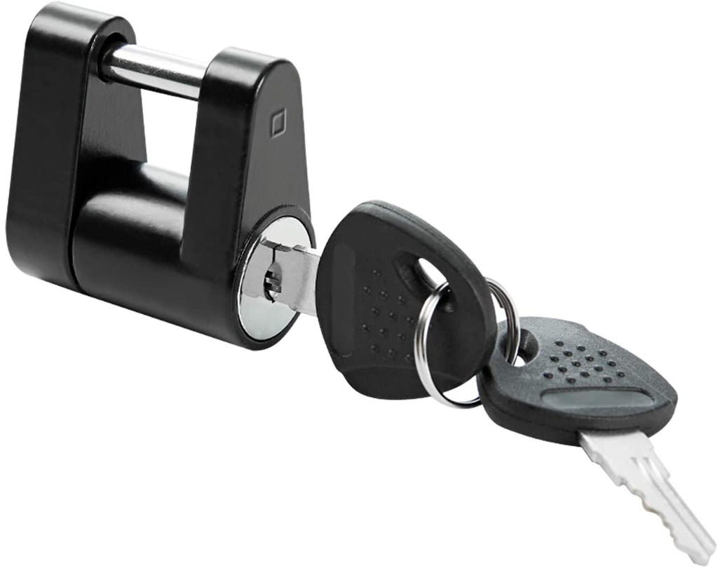 METOWARE Trailer Hitch Coupler Lock, Black, 1/4” Diameter, 3/4” Span, Heavy-Duty Steel, Coupler Lock for Security Full Protection Towing Power Hauling (1 Pack)