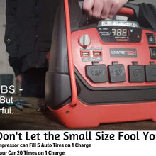 Smartech JSL-1250 1250 Amp Portable Jump Starter and 150 PSI Air Compressor | Car Battery Chargers Automotive, Tire Inflator Emergency Kit | Dual AC/DC Plugs for 12V & 120V | Digital Display