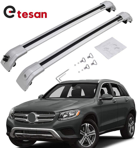 2 Pieces Cross Bars Fit for Mercedes-Benz GLC 2016 2017 2018 2019 2020 Silver Cargo Baggage Luggage Roof Rack Crossbars