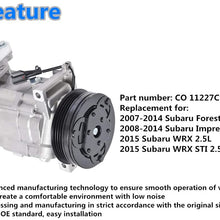 labwork AC Compressor & A/C Clutch CO 11227C Replacement for 2007-2014 Subaru Forester 2008-2014 Subaru Impreza 2015 Subaru WRX STI 2.5L