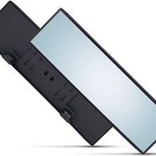 Universal 12 Inch Interior Clip On Panoramic Rearview Mirror - Blue Tint - Wide Angle - For use in Car, SUV, Truck