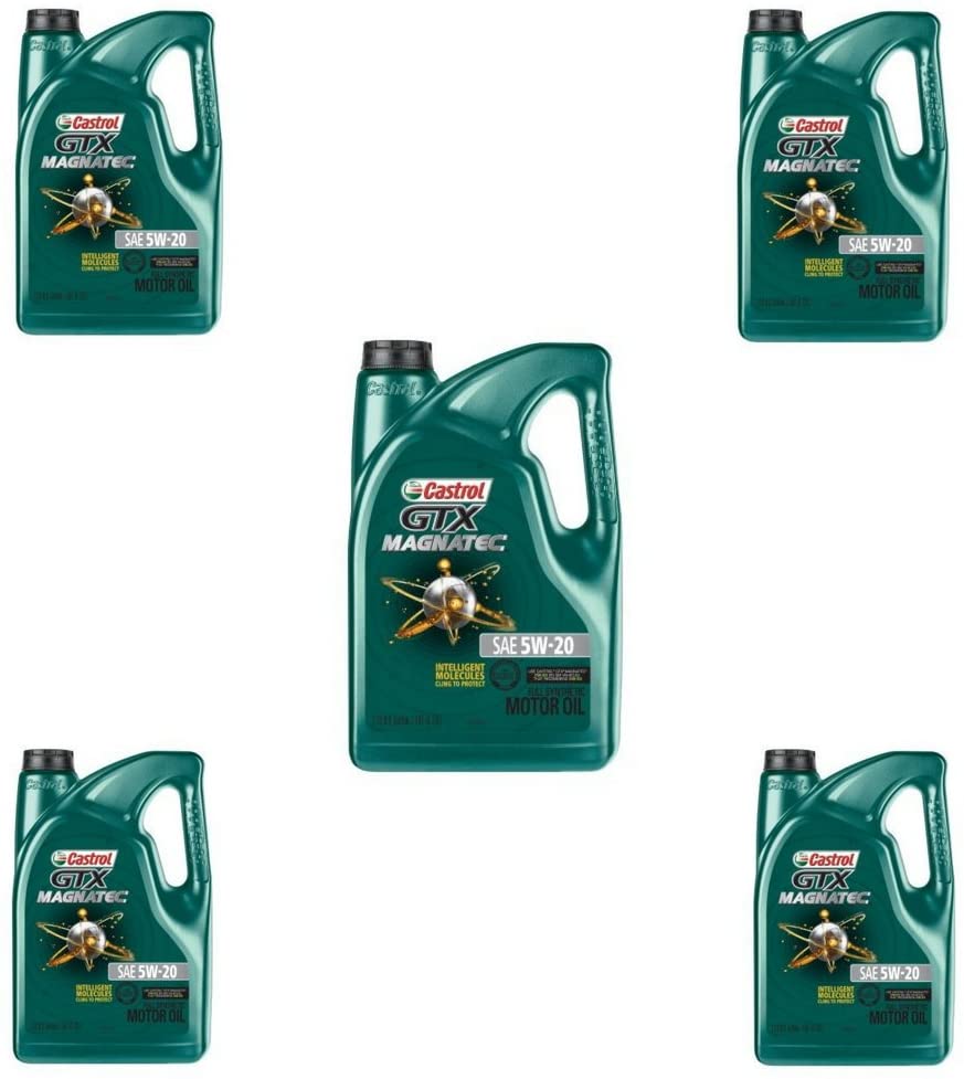 Castrol 03063 GTX MAGNATEC 5W-20 Full Synthetic Motor Oil, 5 Quart (5 QT - Pack of 5)