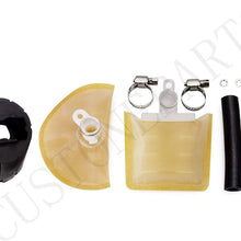 CUSTONEPARTS 255LPH High Flow Electric Fuel Pump With With Strainer/Filter + Rubber Gasket/Hose + Stainless Steel Clamps + Universal Connector Wiring Harness