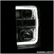 V2 LED Tube DRL Aftermarket Replacement Headlights for Ford F250 350 450 08-10 - Chrome/Clear Lens