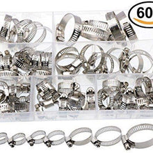 60pcs Hose Clamp Stainless Steel Set Assorted Water Fuel Tube Pipe Clip Kit