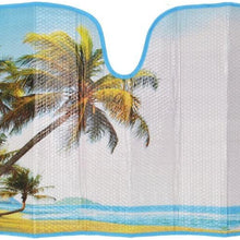 BDK AS- 601_AM Palm Tree Tropical Island Sunset Auto Windshield Sun Shade (for Car SUV Truck-Bubble Foil Folding Accordion) - AS-601__AM