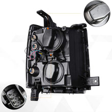 LED DRL Headlight Assembly Compatible with Chevy Silverado 14-15 Headlamps with Black Housing Amber Corner Pair