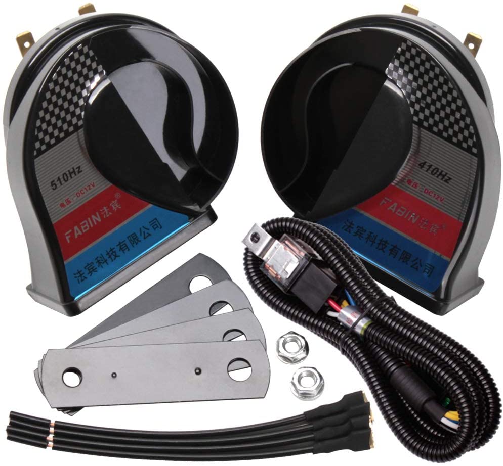 FARBIN Car Horn 12V Loud with Relay Harness,Waterproof Auto Horn Kit for Any 12V Vehicles